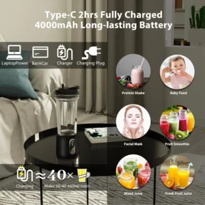 2024 New Portable Multifunctional High-Power Juicer Strong Motor Fast Crush 4000mAh Battery Indoor Outdoor Dual-use Juice Cup - Image 5