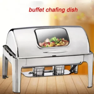 Stainless steel silver golden colour luxury server chafer food warmer buffet equipment set catering chaffing dish stove - Image 3