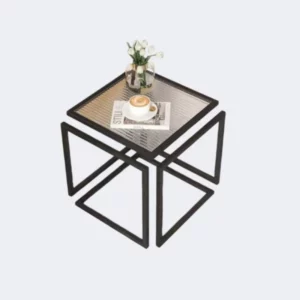 Tea Table Living Room Household Tea Table Small Apartment Light Luxury Modern Glass And Iron Balcony Bedroom Seating Area New - Image 5