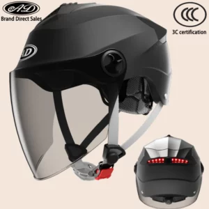 Electric Car Helmet Men Summer Sun Protection Led Battery Car Hard Hat Women's Four Seasons Universal Motorcycle Half Helmet - Image 2