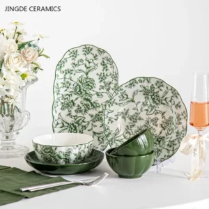 French Green Ceramic Plate High Quality Exquisite Tableware Custom Steak Salad Plate Household Dinner Plates Kitchen Accessories - Image 3