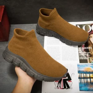 Womens Sneakers New Slip-On High Tops Women Sneakers Brand Fashion Breathable Men City Leisure Sock Shoes Female Tennis Trainers - Image 2