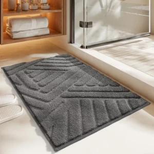 Thick Microfiber Bath Mat High Quality Non-slip Absorbent Bathroom Rug with High Low Pile Design and Comfortable Foot Feeling - Image 6