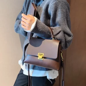 Luxury Vintage Women Handbag PU Leather Crossbody Shoulder Bag High Capacity Tote Handbags Versatile Female Lock Purse Bags - Image 5