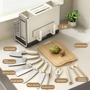 Kitchen Knife Rack Wall-mount Cutting Board Storage Racks Household Multifunctional Countertop Chopping Board Storage Rack - Image 2