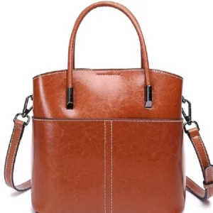 100% Geniune Leather Women Bucket Bag Casual ladies crossbody Hand Bag High Quality Commuter Shoulder Bag for girls - Image 3