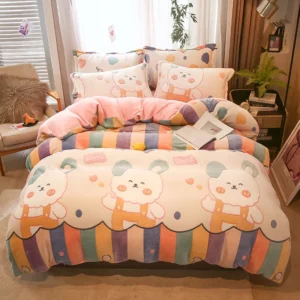 1 pc Warm Coral Fleece Duvet Cover for Winter Flower Printed Thick housse de couette Soft Flannle Blanket dekbedovertrek 240x220 - Image 7