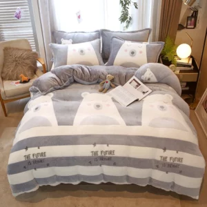 1 pc Warm Coral Fleece Duvet Cover for Winter Flower Printed Thick housse de couette Soft Flannle Blanket dekbedovertrek 240x220 - Image 4