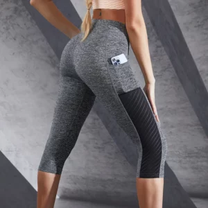 Sport Shorts Cropped Pants Female Fitness Nudity High Waist Hip Lift Running Yoga Side Pockets Tights Quick Dry Gym Sportswear - Image 5