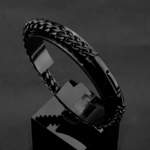 MKENDN Locomotive Men Punk Rock Bicycle Chain Bracelet 18k Gold Plated Stainless Steel Magnet Button Male Jewelry Gifts - Image 2