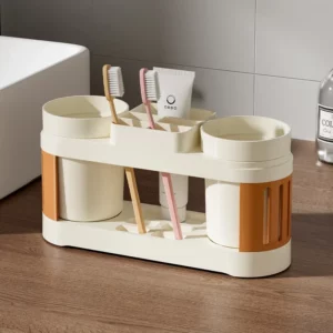 New Bathroom Toothbrush Toothpaste Shelf Simple Advanced All-in-one Toothbrush Mouthwash Cup Bathroom Wash Set Cup Holder - Image 3