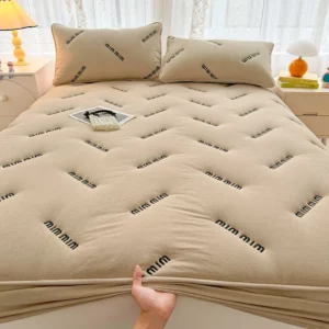 1 pc Quilted Mattress Cover White Color Letter Embroidery Bed Cover Single/Queen/King Mattress Protector Thick Fitted Bed Sheet - Image 4