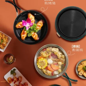 110V/220V Travel Rice Cooker Portable Split Frying Pan Electric Stew Soup Pot Boiler Cooking Skillet Mini Hotpot Food Steamer - Image 3