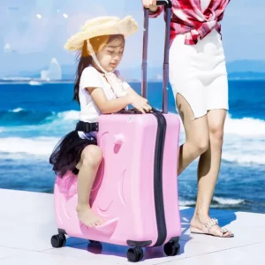 Children Spinner Wheels Suitcase Can Sit Travel Suitcase Cute Pony Cartoon Rolling Luggage Students Multifunction Trolley Case - Image 3