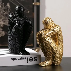 Nordic Thinker Abstract Statue Figure Miniatures Mosaic Resin Sculpture Figurines For Interior Modern Crafts Home Decoration - Image 6