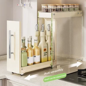Kitchen Narrow Spice Rack Pull Out Seasoning Organizing Shelf Home Sliding Rail Organizer Countertop Condiment Storage Organiser - Image 2
