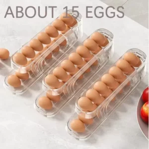 Bilayer Fridge Egg Storage Box Automatic Rolling Eggs Holder Rack Ladder Style Refrigerator Eggs Dispenser Egg Organizer Holder - Image 5