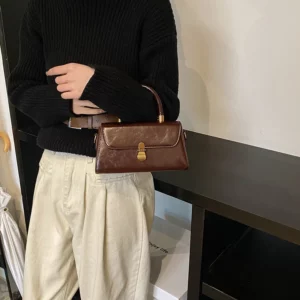 LEFTSIDE Small PU Leather Crossbody Bags Lady with Short Handle Flap Shoulder Bag for Women 2024 Designer Y2K Ladies Handbags - Image 2