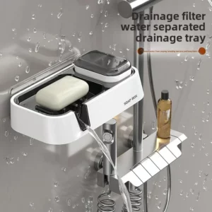 Multifunctional Soap Box Double-layer Soap Storage Rack with Cleaning Brush Holder Kitchen Bathroom Non-Slip Cleaning Tool - Image 2