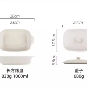 Japanese simple ceramic roasting pan with lid commercial roast rice bowl household oven special utensils two ear baking pan - Image 6