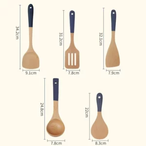 Soup Spoon Fried Spatula Long Handle Heat Resistant Non-stick Beech Wooden Cooking Rice Spatula for Kitchen - Image 6