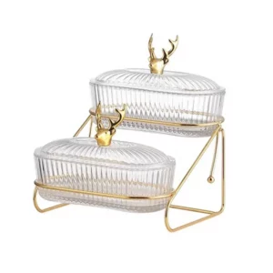 3d Design Serving Bowl Serving Tray Organizer Elegant 3-tier Dried Fruit Nut Display Tray with Stylish Elk Lid Nordic for Fruits - Image 2