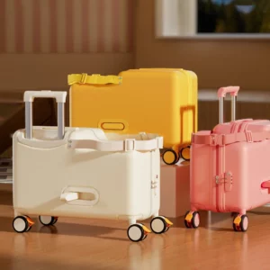 18 inch New Suitcase with Seat for Children Small Luggage Lightweight PC Boarding Suitcase Foldable Pedal Girls and Boys - Image 2