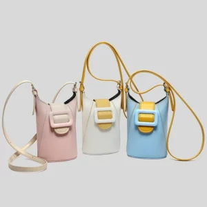 Fashion Small Crossbody Bags Women Small PU Leather Shoulder Messenger Bag For Girls Pink Bolsas Ladies Phone Purse Bucket Bag - Image 3