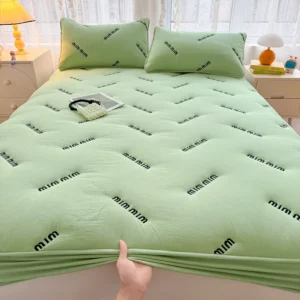 1 pc Quilted Mattress Cover White Color Letter Embroidery Bed Cover Single/Queen/King Mattress Protector Thick Fitted Bed Sheet - Image 5