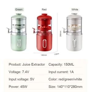 Large Caliber Portable Juicer Orange Lemon Extractor Slag Juice Separation Automatic Spiral kneading Slow Expeller Rechargeable - Image 2