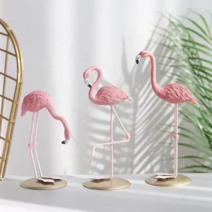 Creative Pink Resin Figurines Crafts Ins Flamingo Ornament Home Desk Cartoon Accessories Living Room Desktop Decorations - Image 1