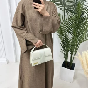Linen Abaya Closed Dubai Luxury Plain Muslim Hijab Dress Turkey Casual Abayas African Dresses for Women Ramadan Eid Islam Kaftan - Image 3