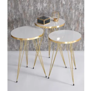 3 piece Luxury Design Gold marble pattern Coffee table Bedside table Sidetable journal Living room coffee table marble pattern - Image 3