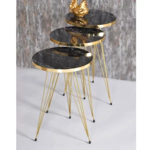 3 piece Luxury Design Gold marble pattern Coffee table Bedside table Sidetable journal Living room coffee table marble pattern - Image 5