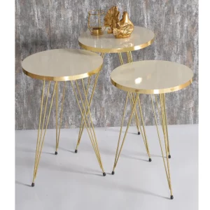 3 piece Luxury Design Gold marble pattern Coffee table Bedside table Sidetable journal Living room coffee table marble pattern - Image 4