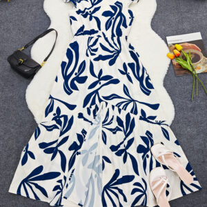 Color Block Crew Neck Dress, Casual Flutter Sleeve A-line Dress For Spring & Summer, Women's Clothing - Image 3