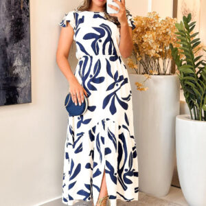 Color Block Crew Neck Dress, Casual Flutter Sleeve A-line Dress For Spring & Summer, Women's Clothing - Image 5