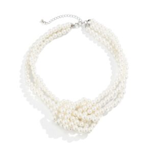 Fashion Black White Imitation Pearl Patchwork Chain Necklace For Women Female Vintage Sexy Multilevel Bead French Choker Jewelry - Image 6