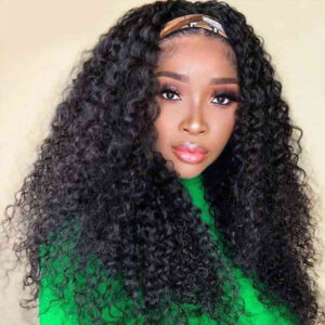 Kinky Curly Human Hair Headband Wig For Black Women 180% Density Glueless Brazilian Remy Jerry Curl Full Machine Made Hair - Image 3