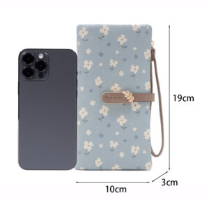 Women Long Wallet Cute Leaf Flower Pattern Design Girl Zipper Coin Purse Ladies ID Credit Card Holder PU Small Clutch Money Bag - Image 2