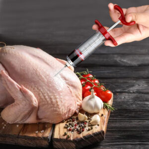 Red Barbecue Meat Syringe With 3 Marinade Injector Marinade Syringes Food Grade Kitchen Accessories Kit Marinade Flavor Injector - Image 3