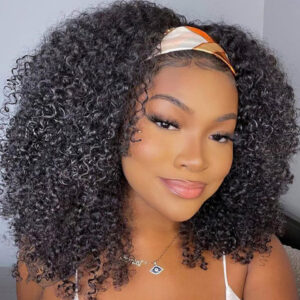 Kinky Curly Human Hair Headband Wig For Black Women 180% Density Glueless Brazilian Remy Jerry Curl Full Machine Made Hair - Image 4