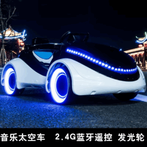 Science fiction children's electric car four-wheel flash with remote control can sit human boy and girl baby rocking charging to - Image 5
