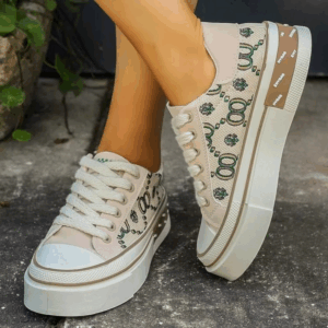 2024 Fashion Women Printed Canvas Shoes Casual Female Anti-Slip Vulcanize Platform Sneakers Ladies Spring Platform Walking Flats - Image 5
