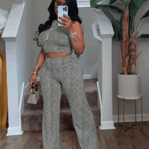 2 Piece Sets Womens Outfits Elegant Stretchy Knitted Summer Suit Sexy Sleeveless Top and Pant Suit Wholesale Dropshipping - Image 5