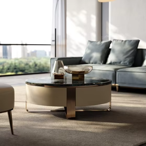 Natural Marble Coffee Table High-end Furniture Set Round Coffee Table Set - Image 3