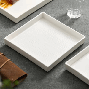 Ceramic Plate Square Dish Household Tableware for High-end Hotel Restaurants. Qingshe Western Restaurant Beef Steak Snack Tray - Image 3
