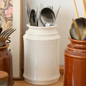 Kitchen Utensil Holder, Ceramic Cooking Utensil Holder for Counter Top, Storage Organizer for Spatula Spoon and Fork Storage Jar - Image 3
