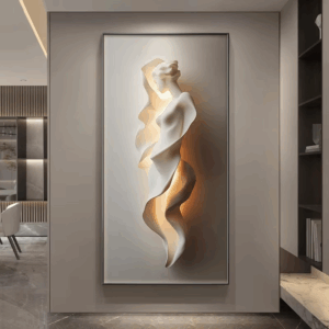 Minimally Abstract Entrance Decoration Painting High-end Relief Feeling Hanging Painting Room Decoration Wall Lamp Led Light - Image 4