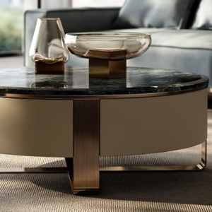 Natural Marble Coffee Table High-end Furniture Set Round Coffee Table Set - Image 5